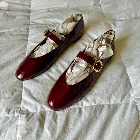 MADEWELL The Remy Crinkle Patent Leather Mary Jane Flats - Deep Plum Size 10.5 - Picture 2 of 9
